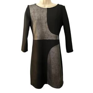 Little Black Stylish Stretch Knit Dress, Shine Grey/Black, Medium, Short